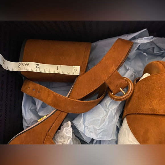 BNIB Prada Suede Platform Brown Sandal cross strap size 38 8 - Picture 9 of 10